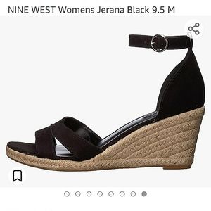 Nine west sz 9.5 Black wedge espadrille sandals. Perfect cond.